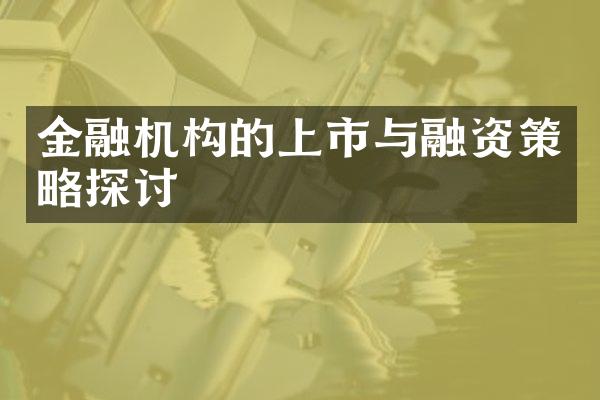 金融机构的上市与融资策略探讨