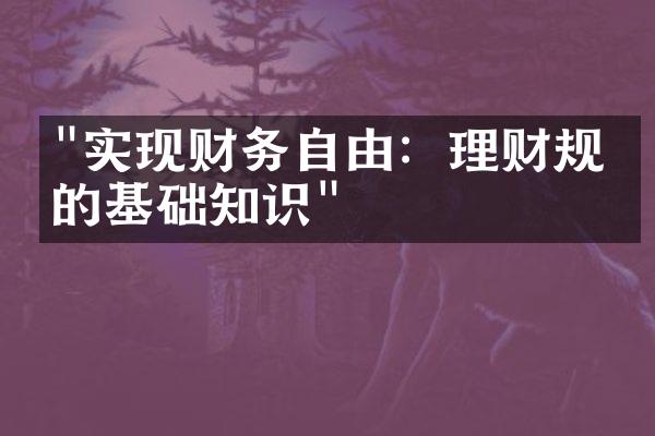 "实现财务自由：理财规划的基础知识"