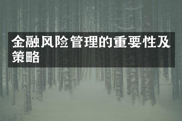 金融风险管理的重要性及策略