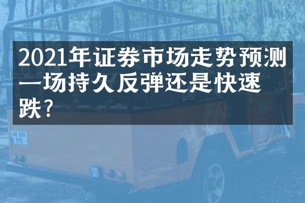 2021年证券市场走势预测：一场持久反弹还是快速下跌？