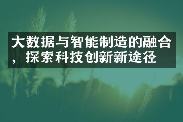 大数据与智能制造的融合，探索科技创新新途径