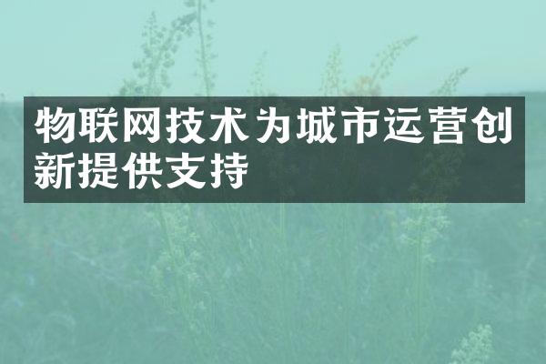 物联网技术为城市运营创新提供支持