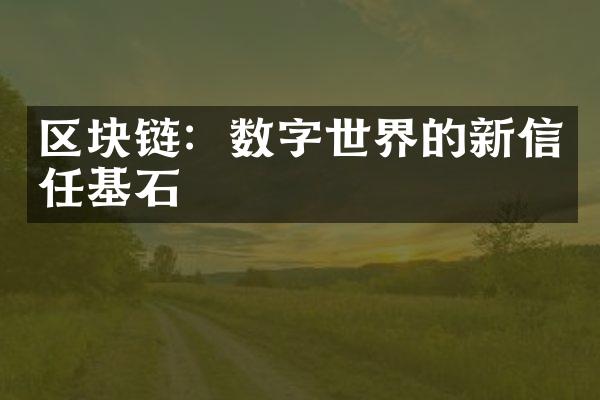 区块链：数字世界的新信任基石