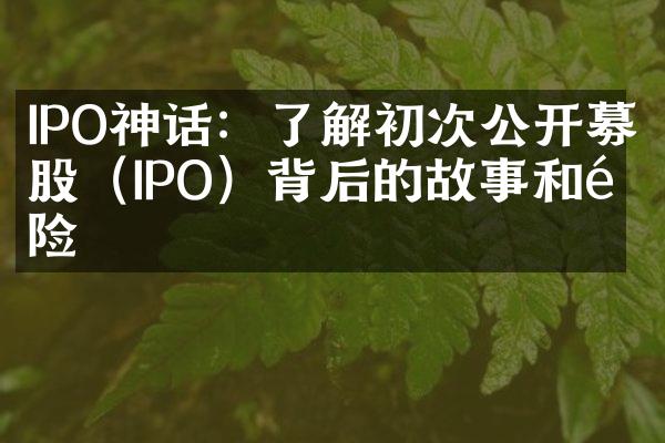 IPO神话：了解初次公开募股（IPO）背后的故事和风险