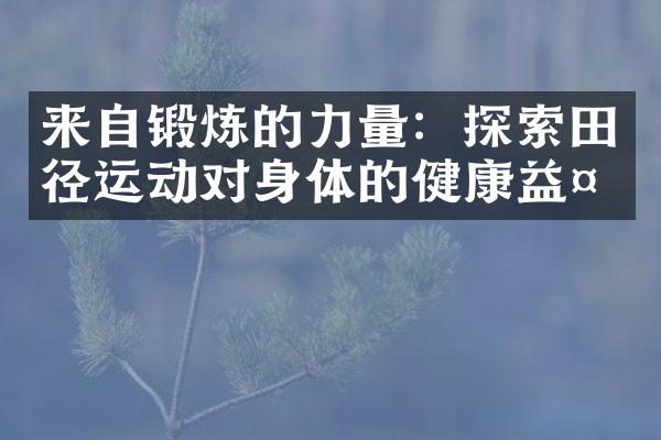 来自锻炼的力量：探索田径运动对身体的健康益处