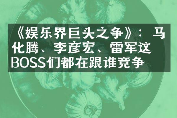 《娱乐界巨头之争》：马化腾、李彦宏、雷军这些BOSS们都在跟谁竞争