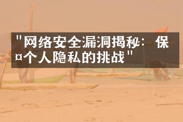 "网络安全漏洞揭秘：保护个人隐私的挑战"