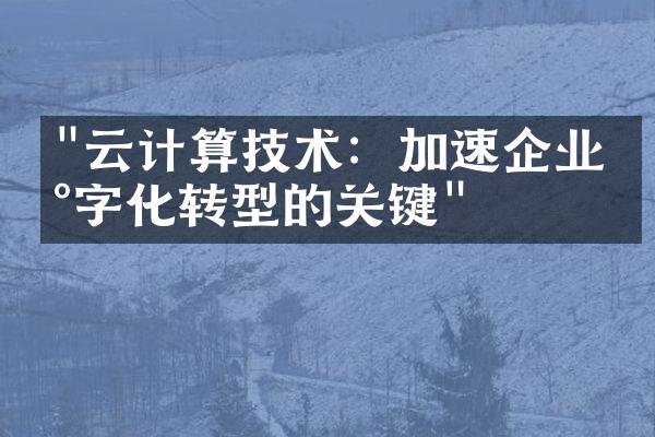 "云计算技术：加速企业数字化转型的关键"