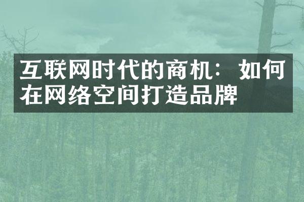 互联网时代的商机：如何在网络空间打造品牌