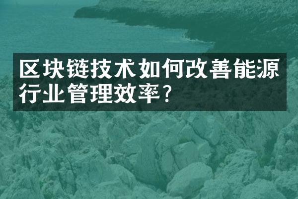 区块链技术如何改善能源行业管理效率？