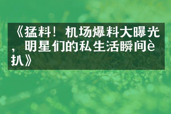 《猛料！机场爆料大曝光，明星们的私生活瞬间被扒》