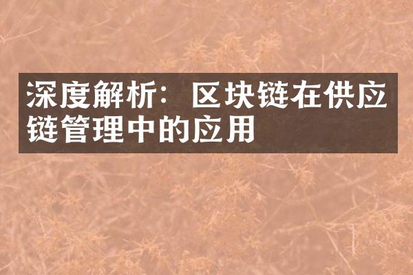 深度解析：区块链在供应链管理中的应用