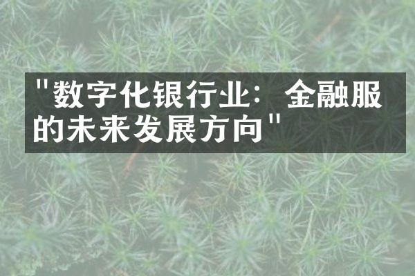 "数字化银行业：金融服务的未来发展方向"