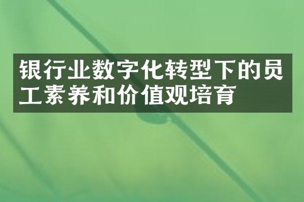 银行业数字化转型下的员工素养和价值观培育