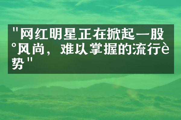 "网红明星正在掀起一股新风尚，难以掌握的流行趋势"