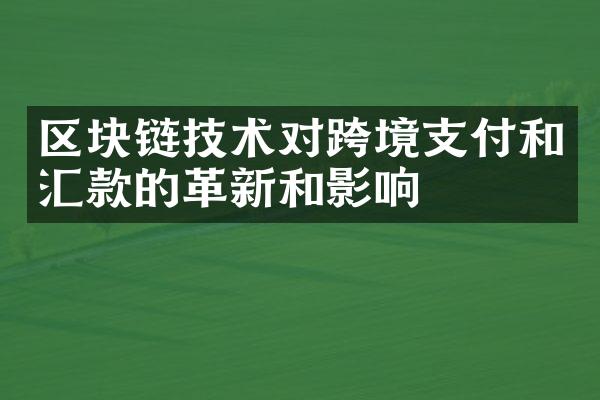 区块链技术对跨境支付和汇款的革新和影响