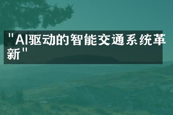 "AI驱动的智能交通系统革新"