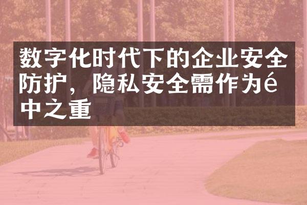 数字化时代下的企业安全防护，隐私安全需作为重中之重