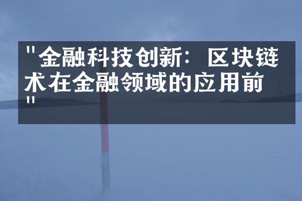 "金融科技创新：区块链技术在金融领域的应用前景"