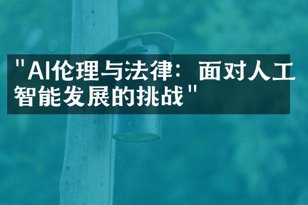 "AI伦理与法律：面对人工智能发展的挑战"