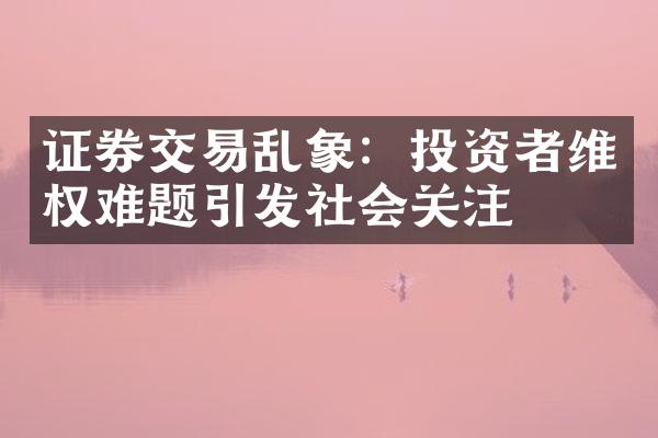 证券交易乱象：投资者维权难题引发社会关注