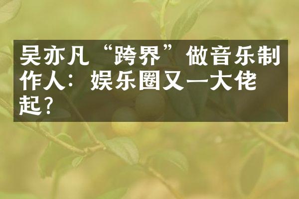 吴亦凡“跨界”做音乐制作人：娱乐圈又佬崛起？