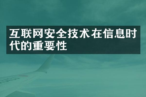 互联网安全技术在信息时代的重要性