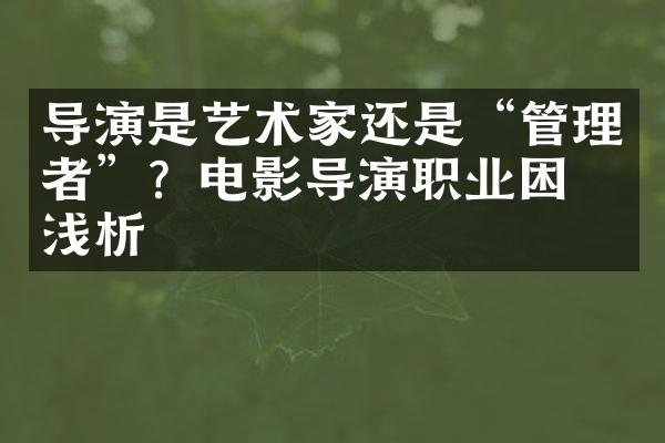 导演是艺术家还是“管理者”？电影导演职业困境浅析