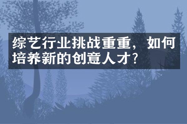 综艺行业挑战重重，如何培养新的创意人才？