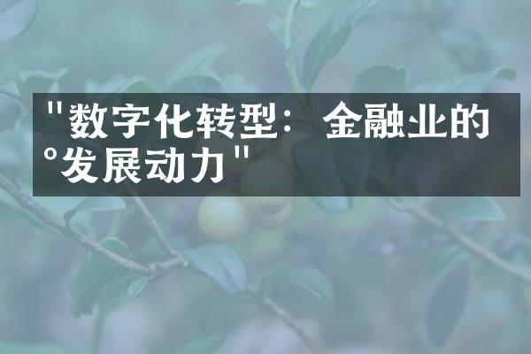 "数字化转型：金融业的新发展动力"