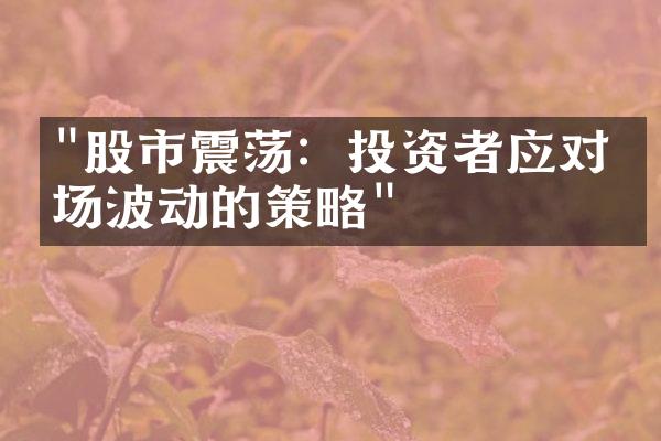 "股市震荡：投资者应对市场波动的策略"