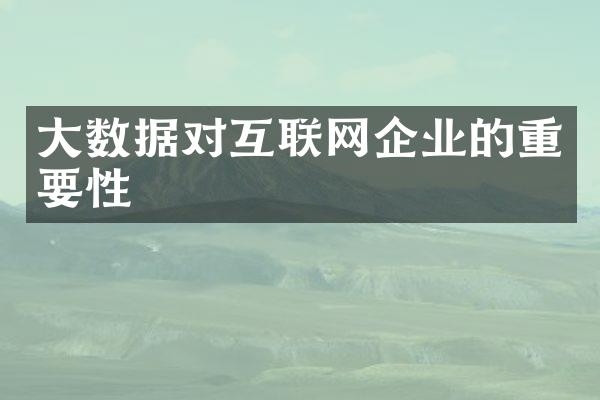 大数据对互联网企业的重要性