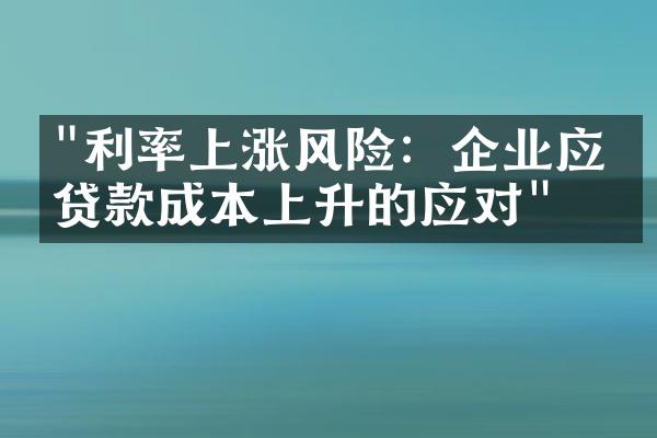 "利率上涨风险：企业应对贷款成本上升的应对"