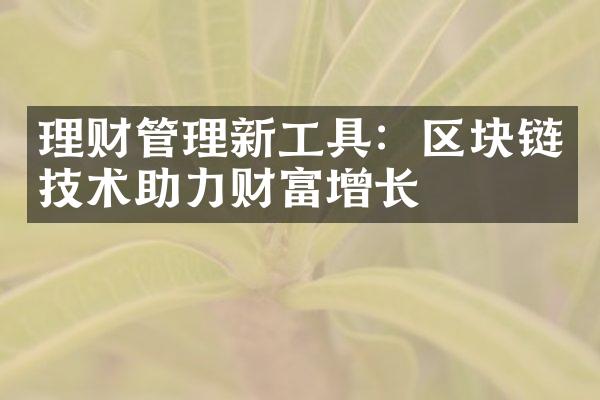 理财管理新工具：区块链技术助力财富增长