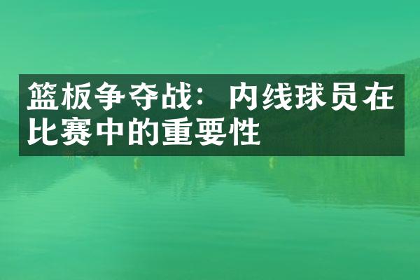 篮板争夺战：内线球员在比赛中的重要性