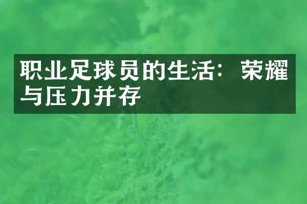 职业足球员的生活：荣耀与压力并存