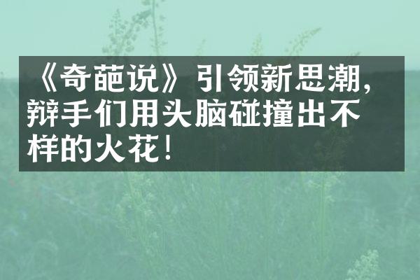 《奇葩说》引领新思潮，辩手们用头脑碰撞出不一样的火花！