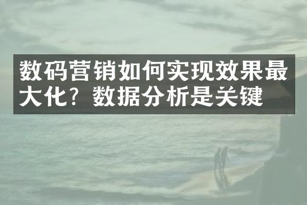 数码营销如何实现效果最大化？数据分析是关键