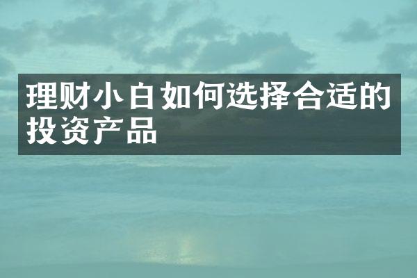 理财小白如何选择合适的投资产品