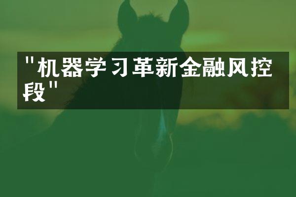 "机器学习革新金融风控手段"