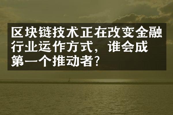 区块链技术正在改变金融行业运作方式，谁会成为第一个推动者？