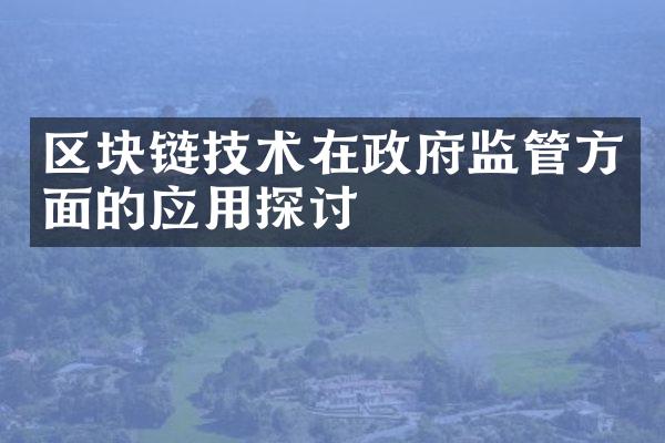 区块链技术在政府监管方面的应用探讨