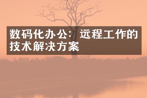 数码化办公：远程工作的技术解决方案