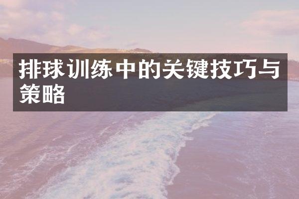 排球训练中的关键技巧与策略