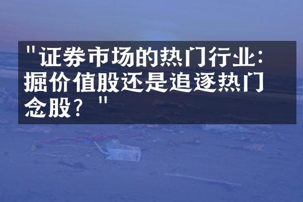 "证券市场的热门行业：挖掘价值股还是追逐热门概念股？"