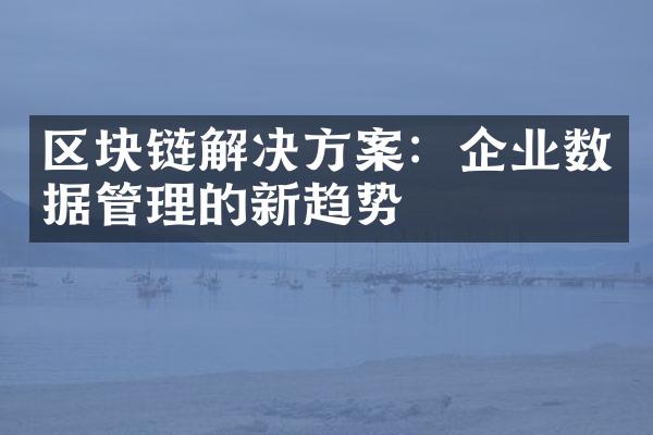 区块链解决方案：企业数据管理的新趋势