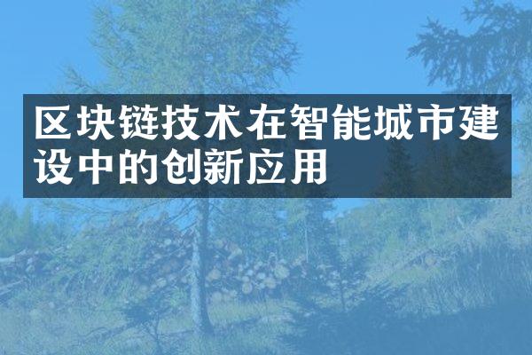 区块链技术在智能城市建设中的创新应用