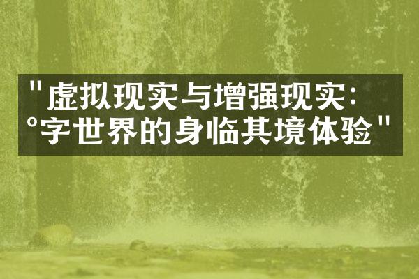 "虚拟现实与增强现实：数字世界的身临其境体验"