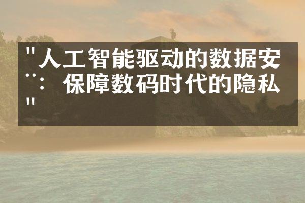 "人工智能驱动的数据安全：保障数码时代的隐私权"