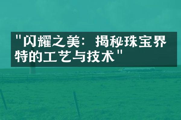 "闪耀之美：揭秘珠宝界独特的工艺与技术"